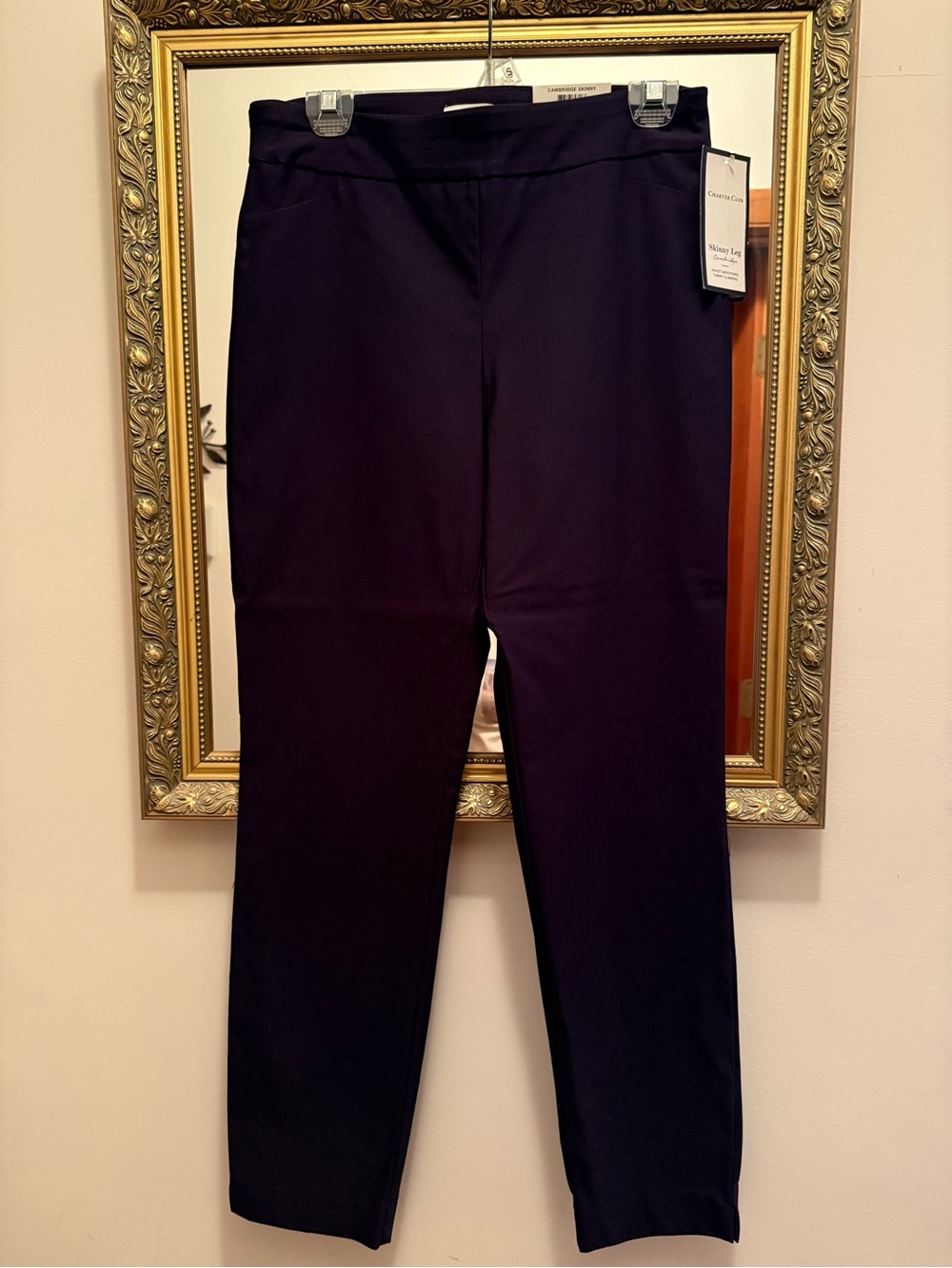 Deep Navy Straight-Leg Pull-On Pants Charter Club Cambridge